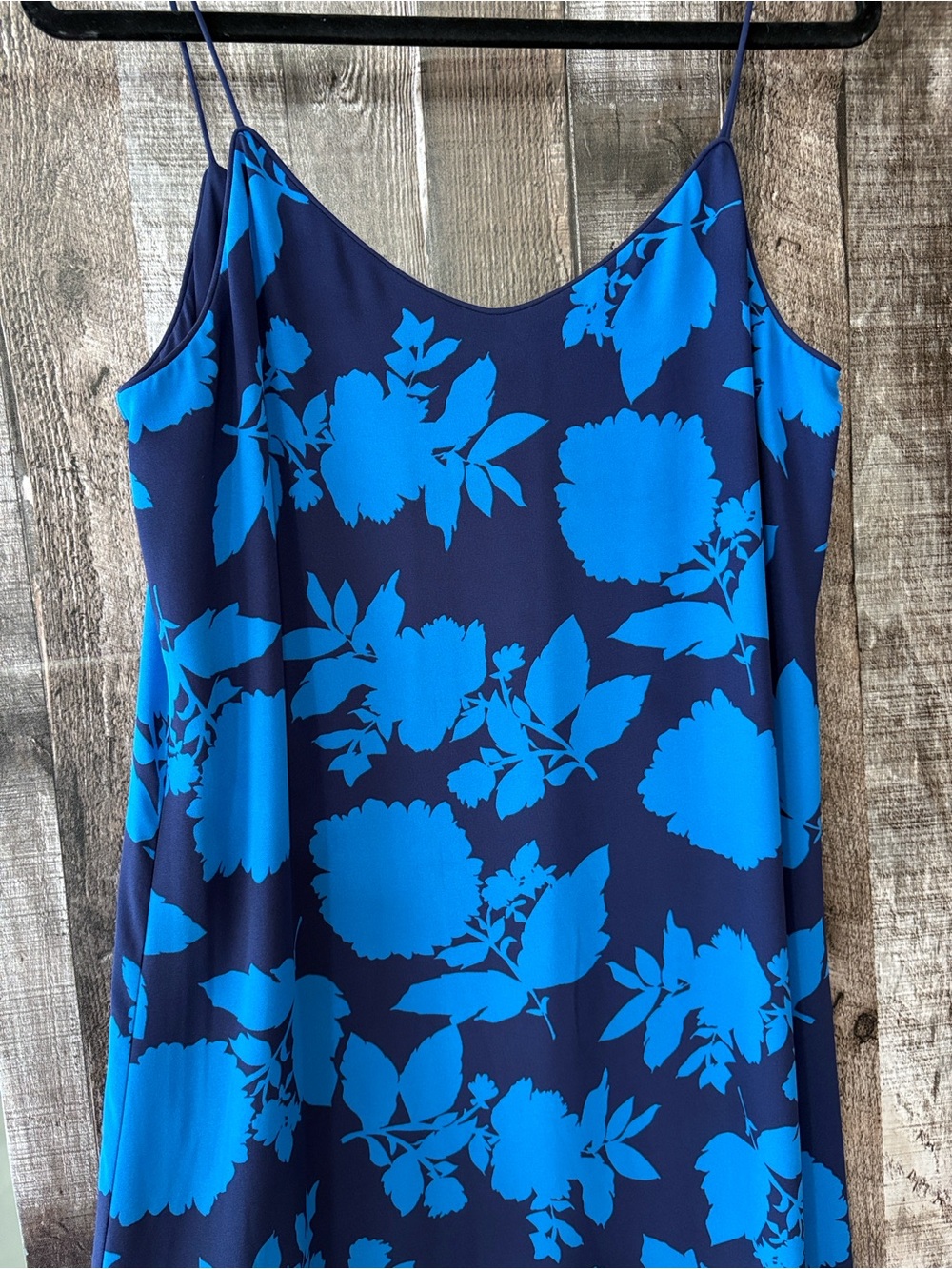 Lord & Taylor 424 FifthTurquoise & Navy Floral Maxi Slip Dress, Reversible-S